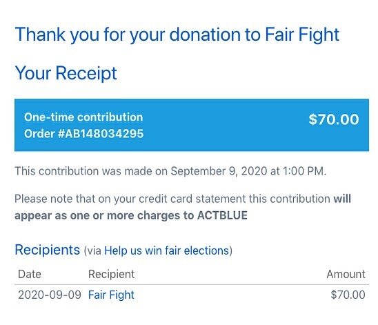 Thank you Friday Bandcamp purchasers.  We raised $70 for Stacey Abrams&rsquo;s @fairfightaction.  And thank you @bandcamp for regularly waving your fees and also just generally being awesome.