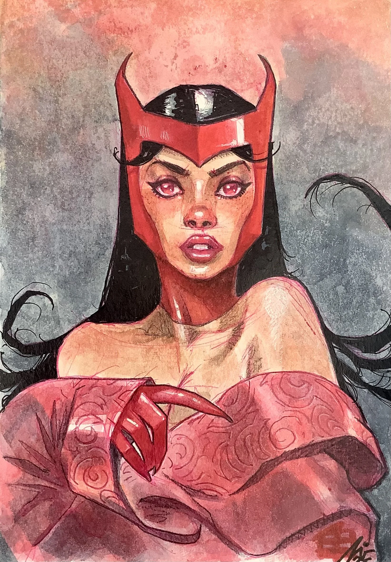 SCARLET WITCH WATERCOLOR Comic Art