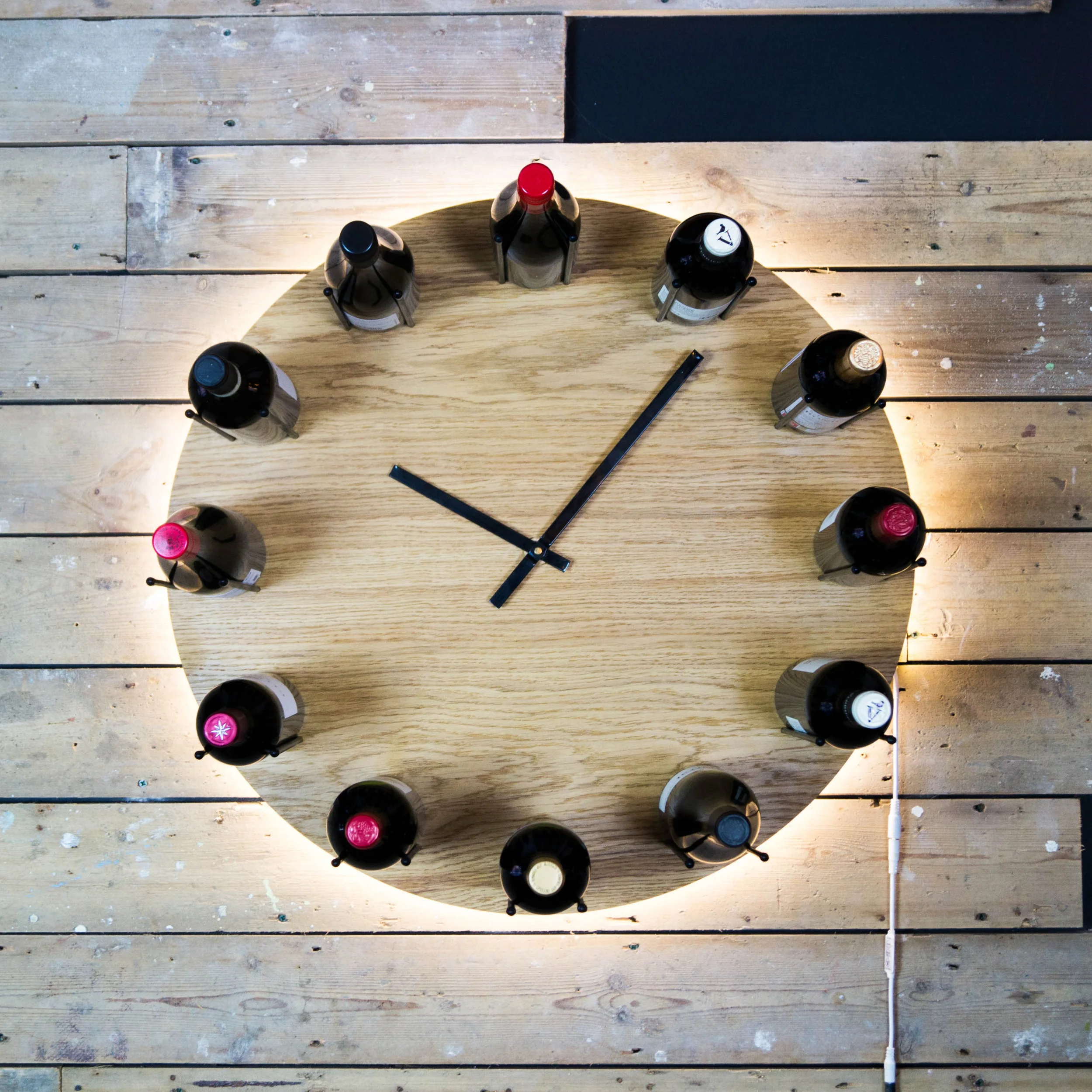 Wine O'Clock - Handmade wine rack clock - modern wood furniture