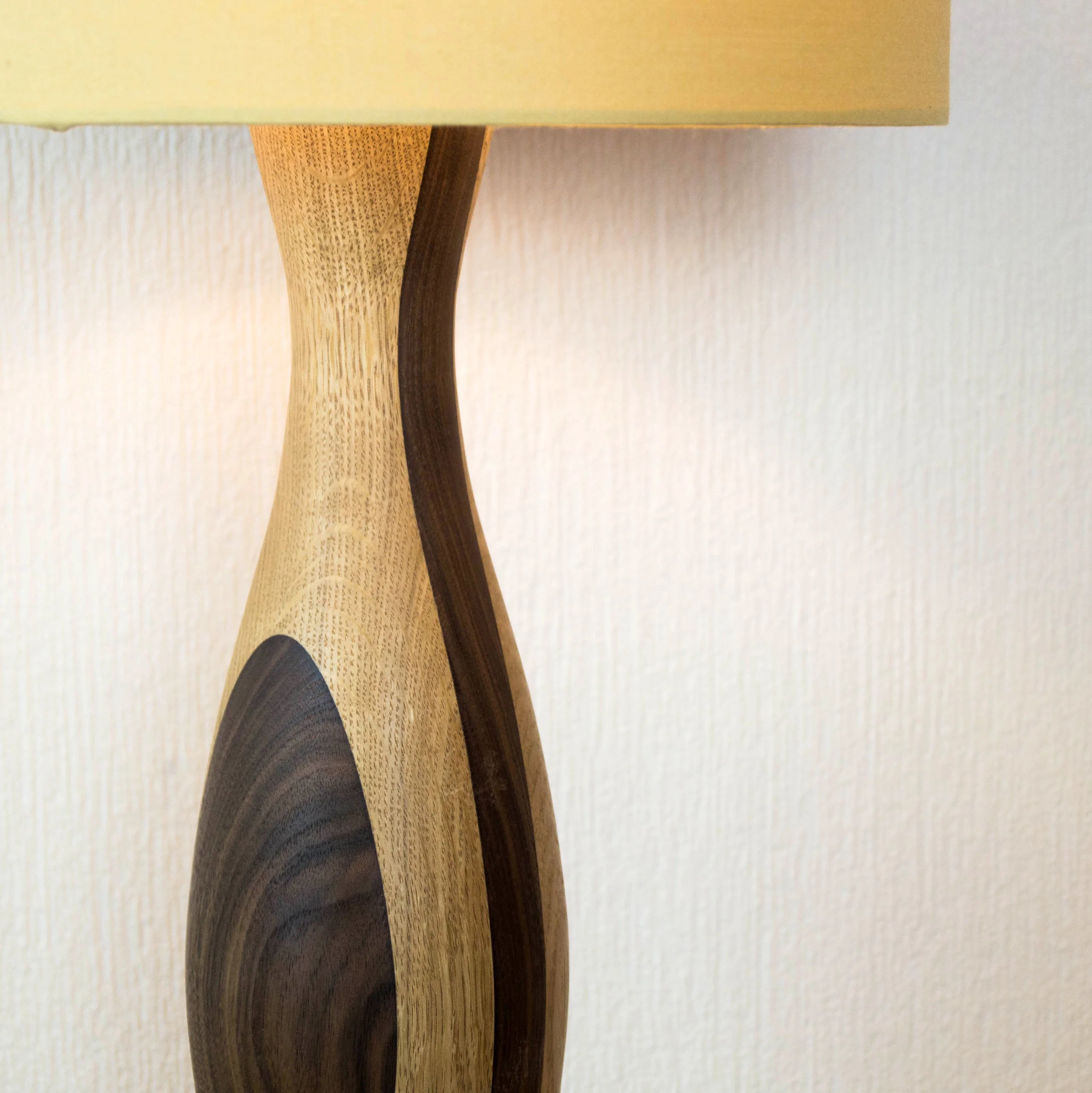 Stripe Table Lamp - Handmade oak and walnut wood lighting