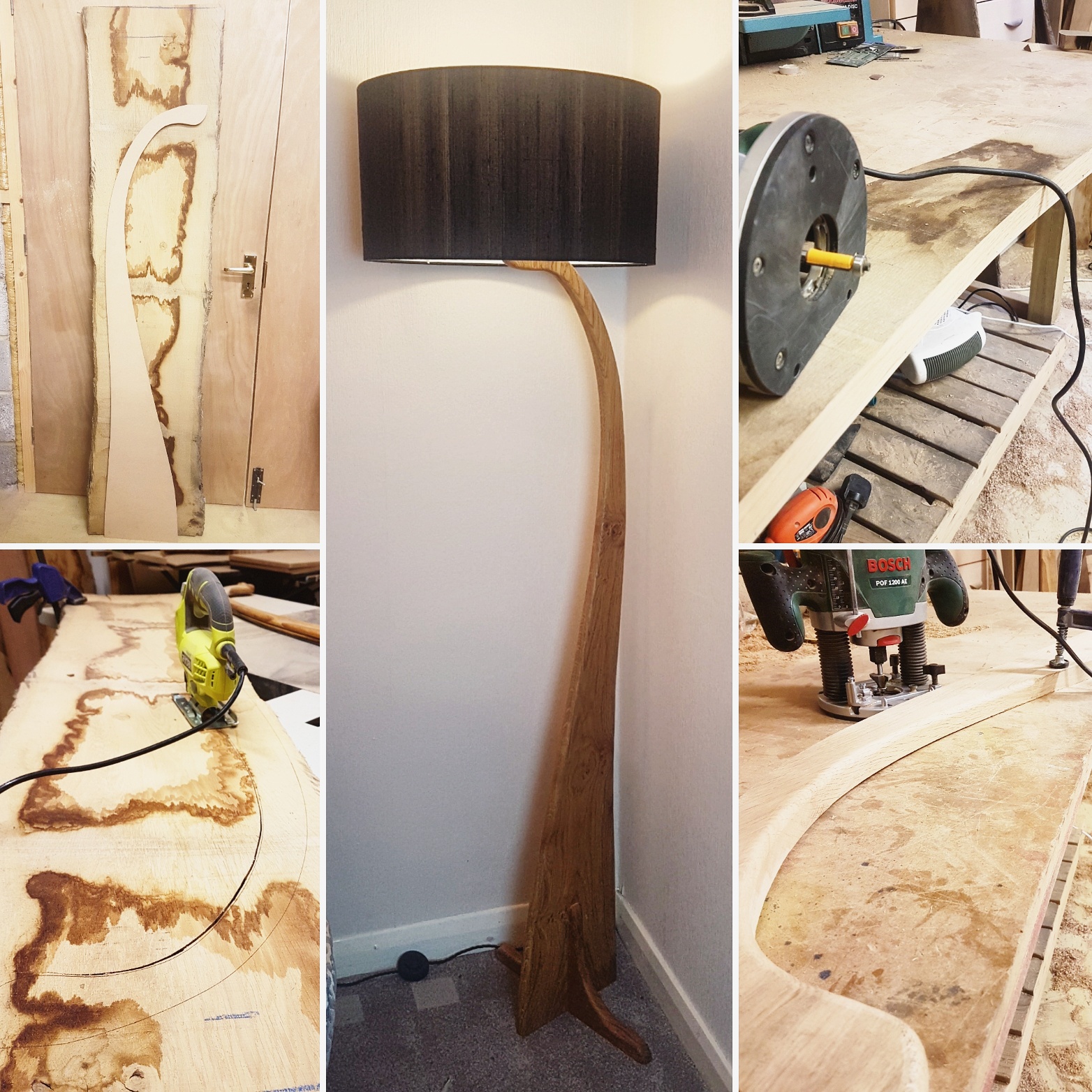Handmade oak Flow floor lamp