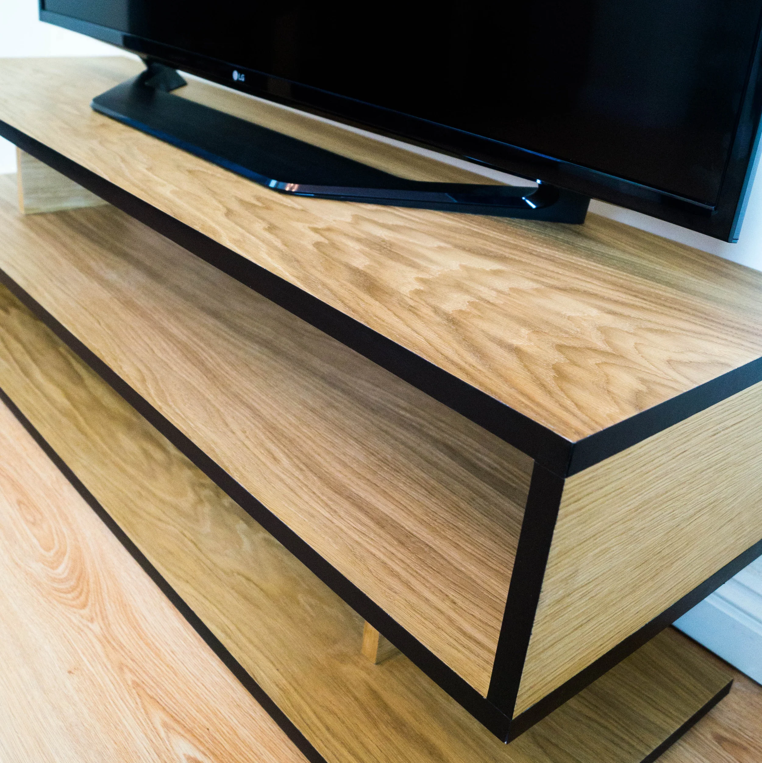 Copy of Edge Coffee Table - Oak TV Stand - Handmade modern wood furniture home furniture - customise size and edge colour