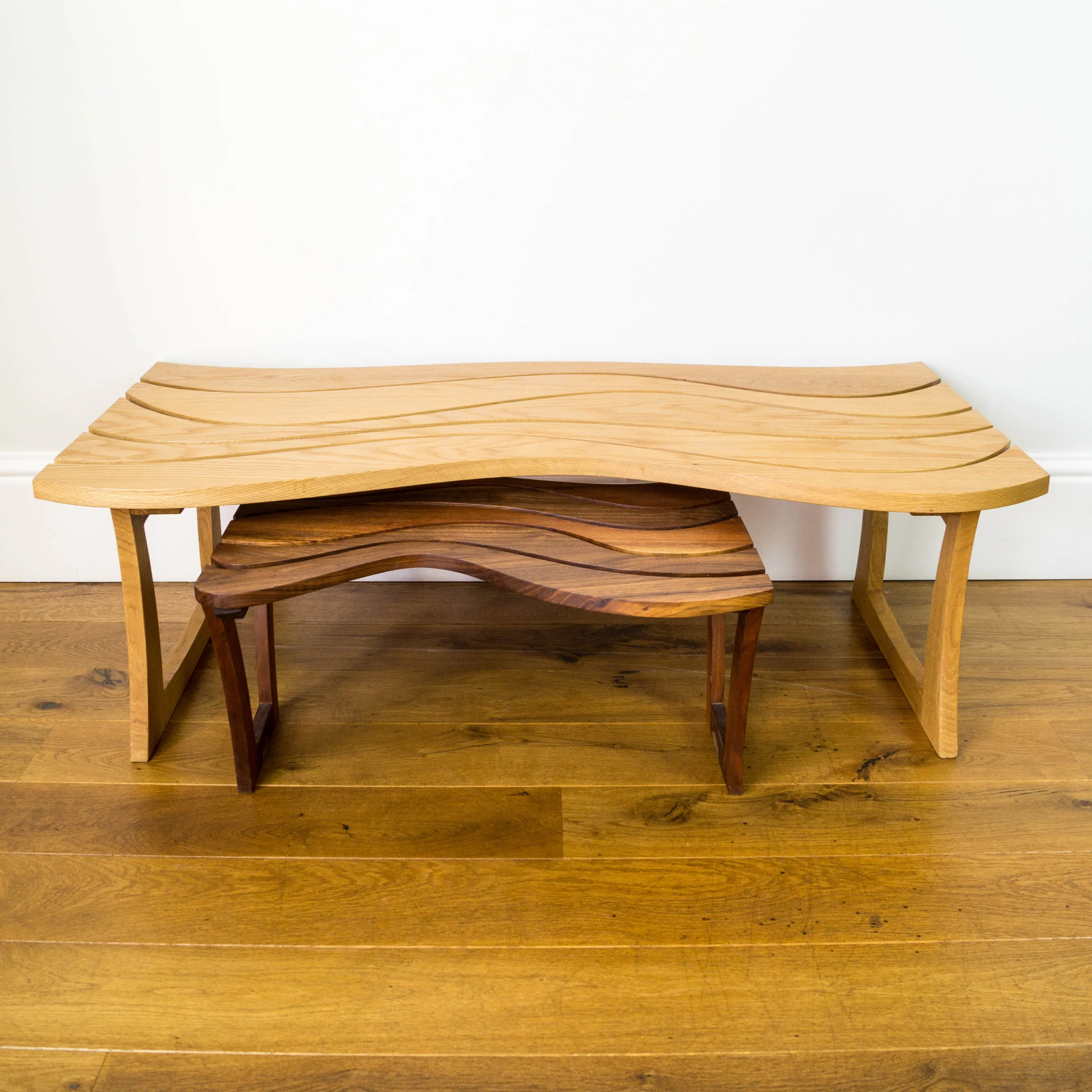 Wavy Side Table - Solid walnut coffee table - handmade wood furniture