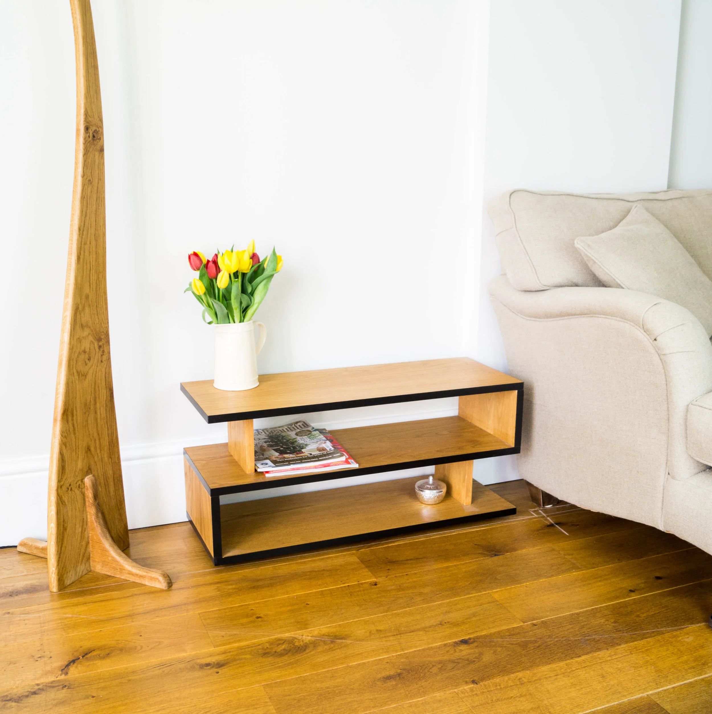 Copy of Edge Coffee Table - Oak TV Stand - Handmade modern wood furniture home furniture - customise edge colour