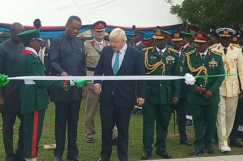 Boris Johnson at the Abuja Memorial in 2017