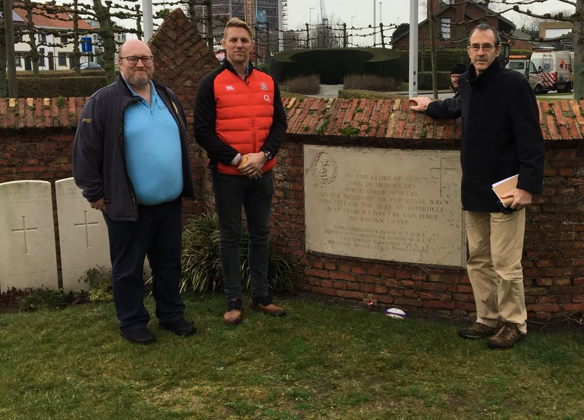 Peter Francis, Lewis Moody and Martin Fletcher at Zeebrugge Memorial