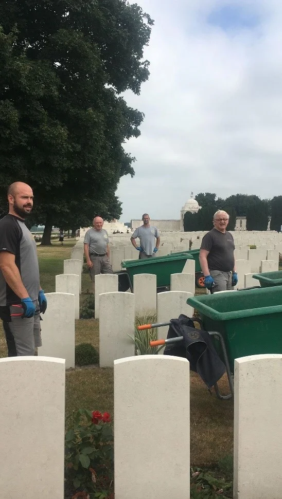 Tyne Cot gardeners: Matthieu, John, Birger and Dirk