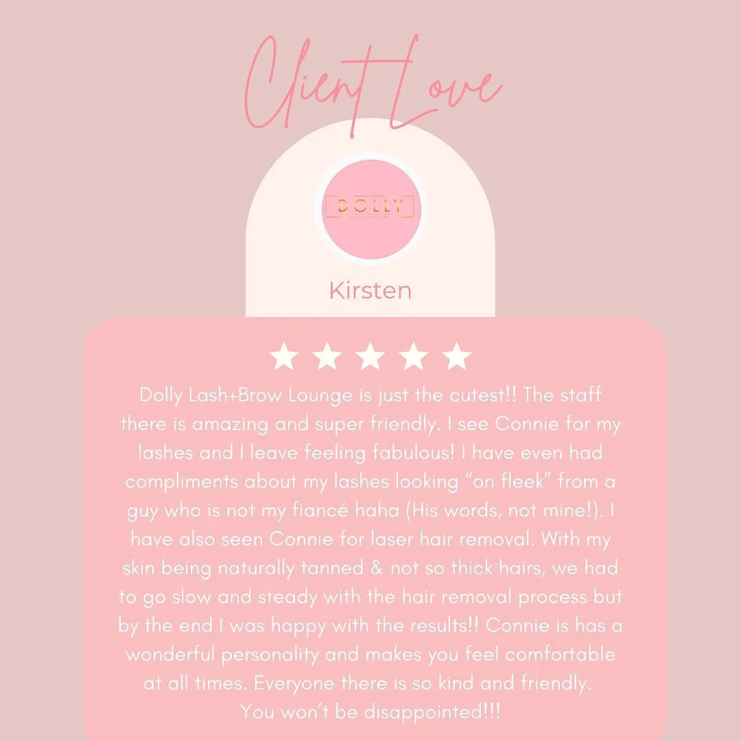 We love client reviews 💕

We started off with very humble beginnings and because of all your support, referrals, reviews, even simple kind messages&hellip; we were able to grow into the Dolly Lash Lounge it is today

We all take pride in our work an