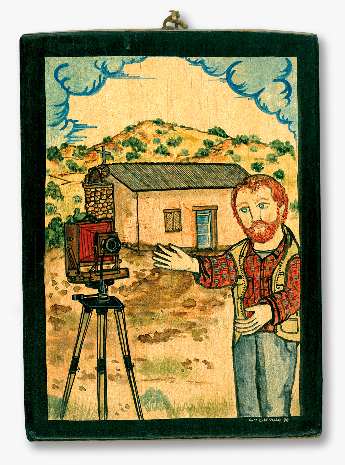 Hand-painted Retablo of the Photographer by Charles M. Carrillo