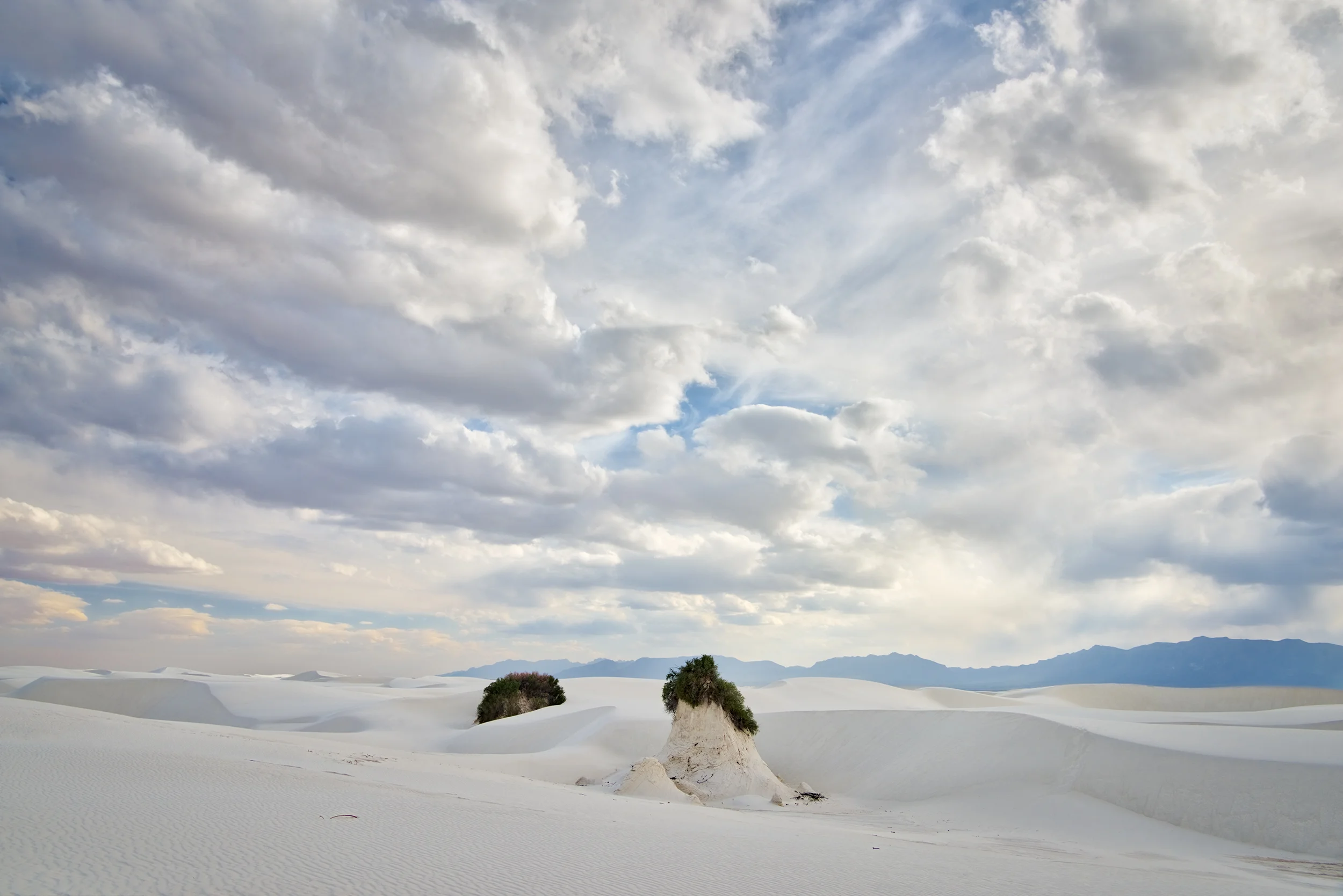 Salt Cedar Pedestals and Clouds, White Sands National Monument , New Mexico