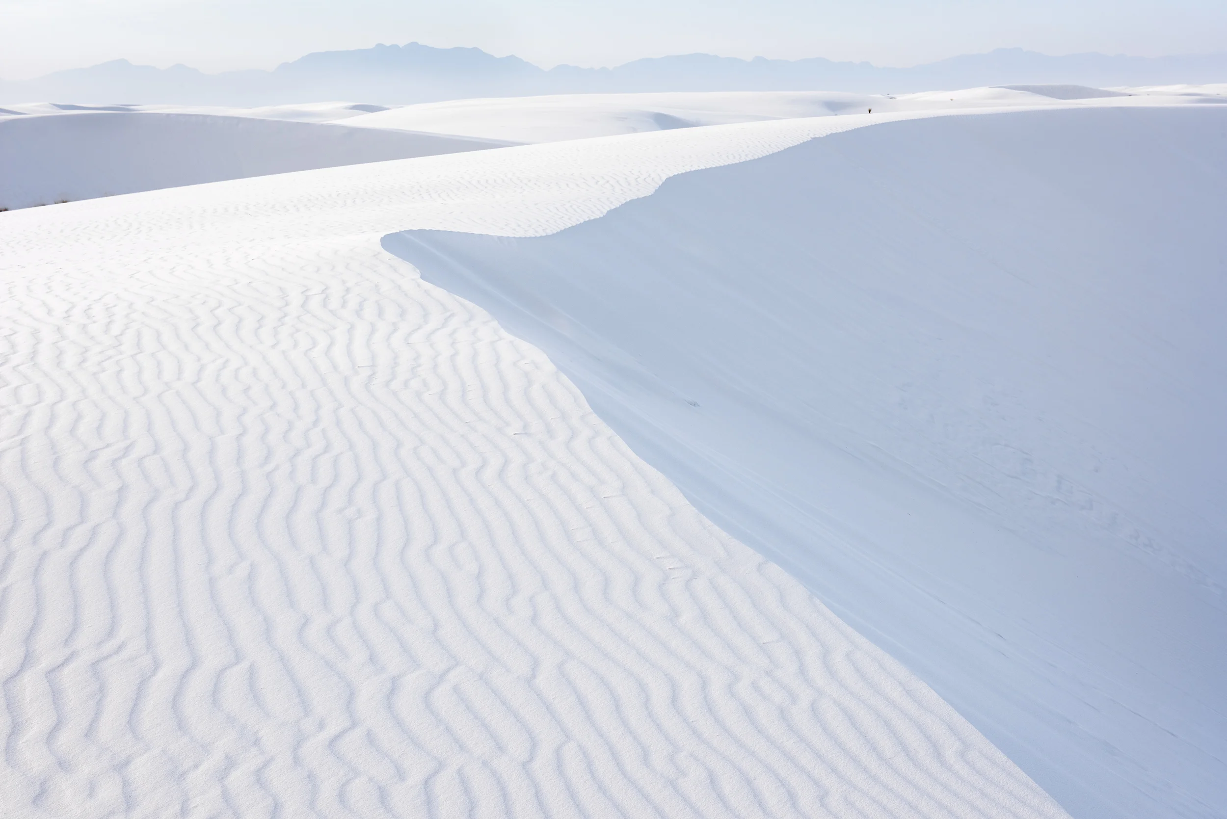 Pastel Sand Dune and Mountains, Spring, White Sands National Monument , New Mexico