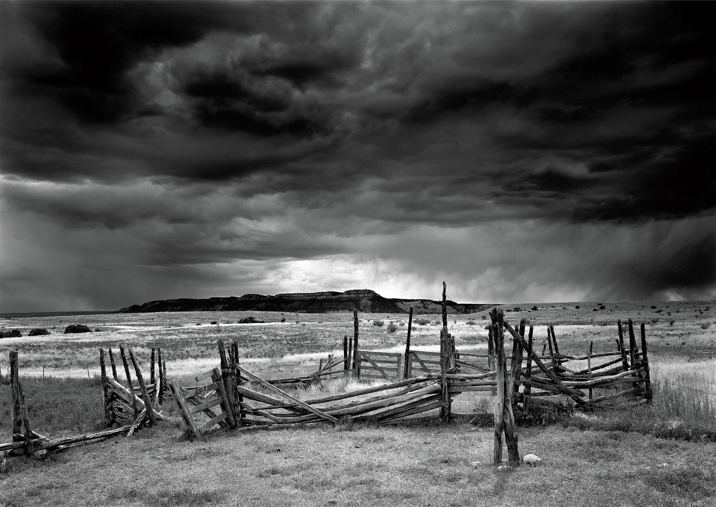 Old Corral and Approaching Storm, Antelope Flats (Llano Pasture), Ghost Ranch, New Mexico, 2005