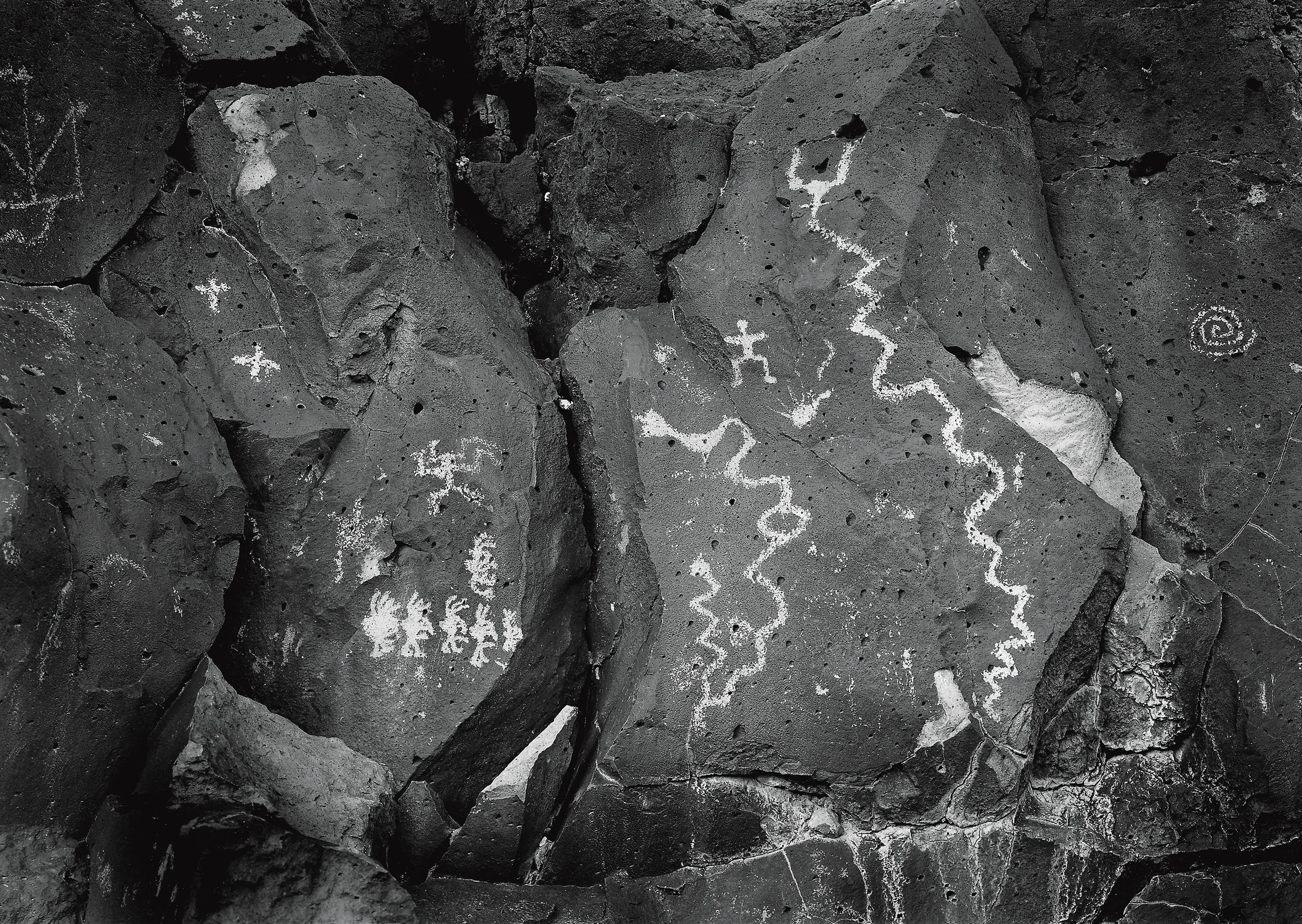 Flute Players and Serpents, Petroglyphs, La Cienega, New Mexico, 2010