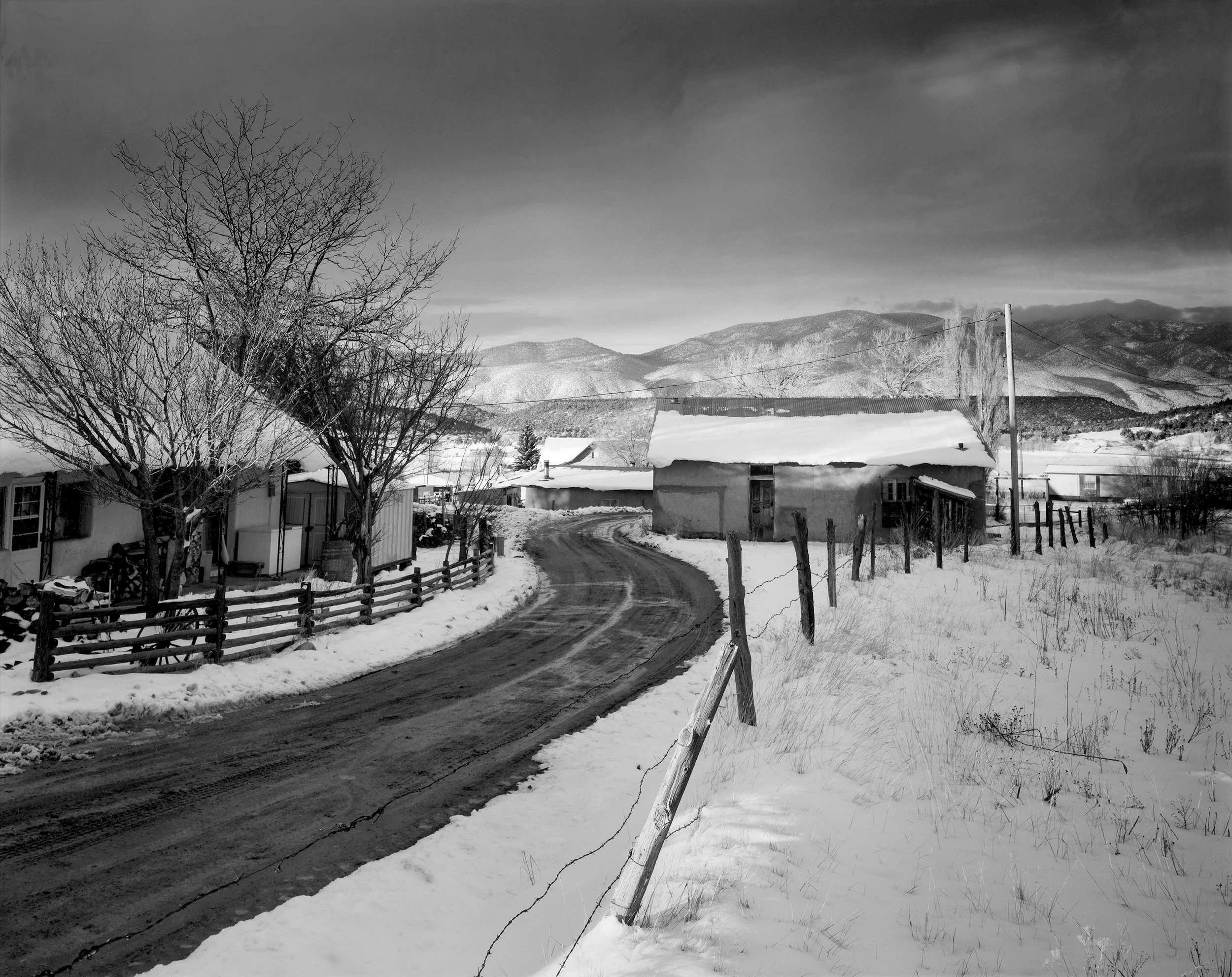 Penitente Morada After Snowstorm, Dusk, Winter, New Mexico, 1990