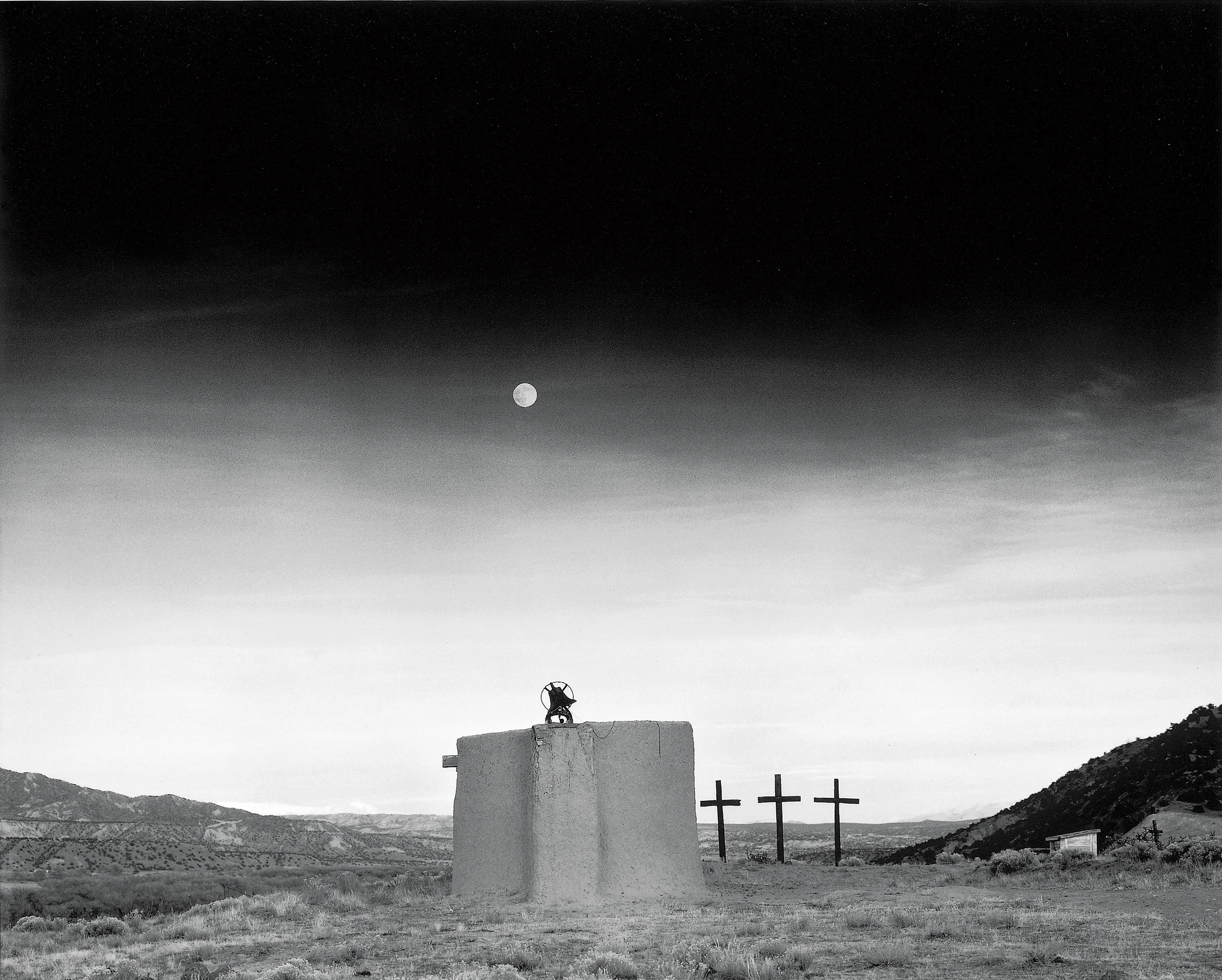 Moonrise Over Penitente Morada, Dusk, Late Autumn, New Mexico, 1991
