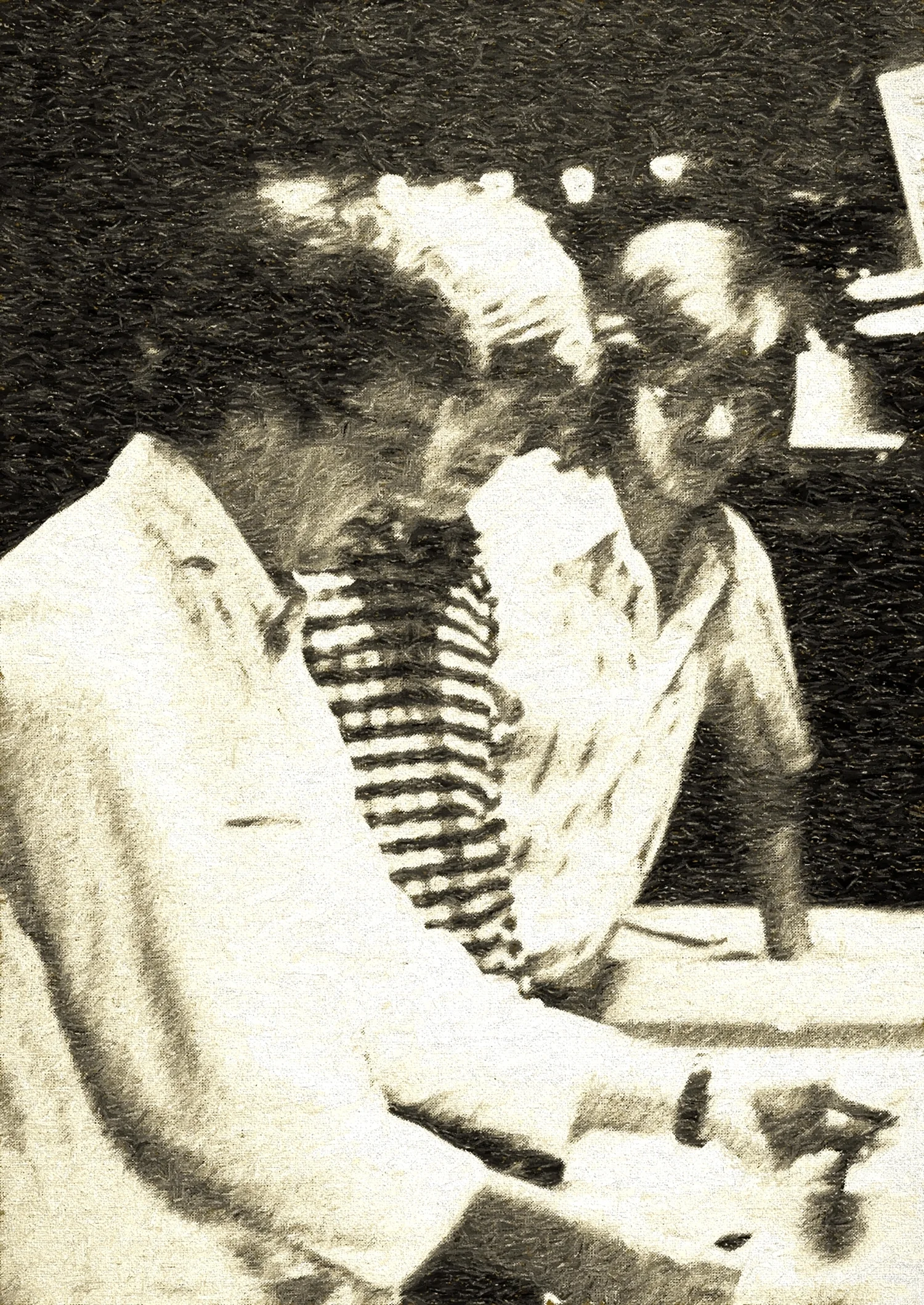 I am grateful for all the teachers who came into my life and helped me along the way. This is a picture of my high school art/photo teacher Norm Stewart—one of the best. I’m the guy in the middle in the checked shirt staring in wonder at a print as it is pulled from the tray. To this day that sense of amazement has never ceased . . . I attended Lahser High School in Bloomfield Hills, Michigan.
