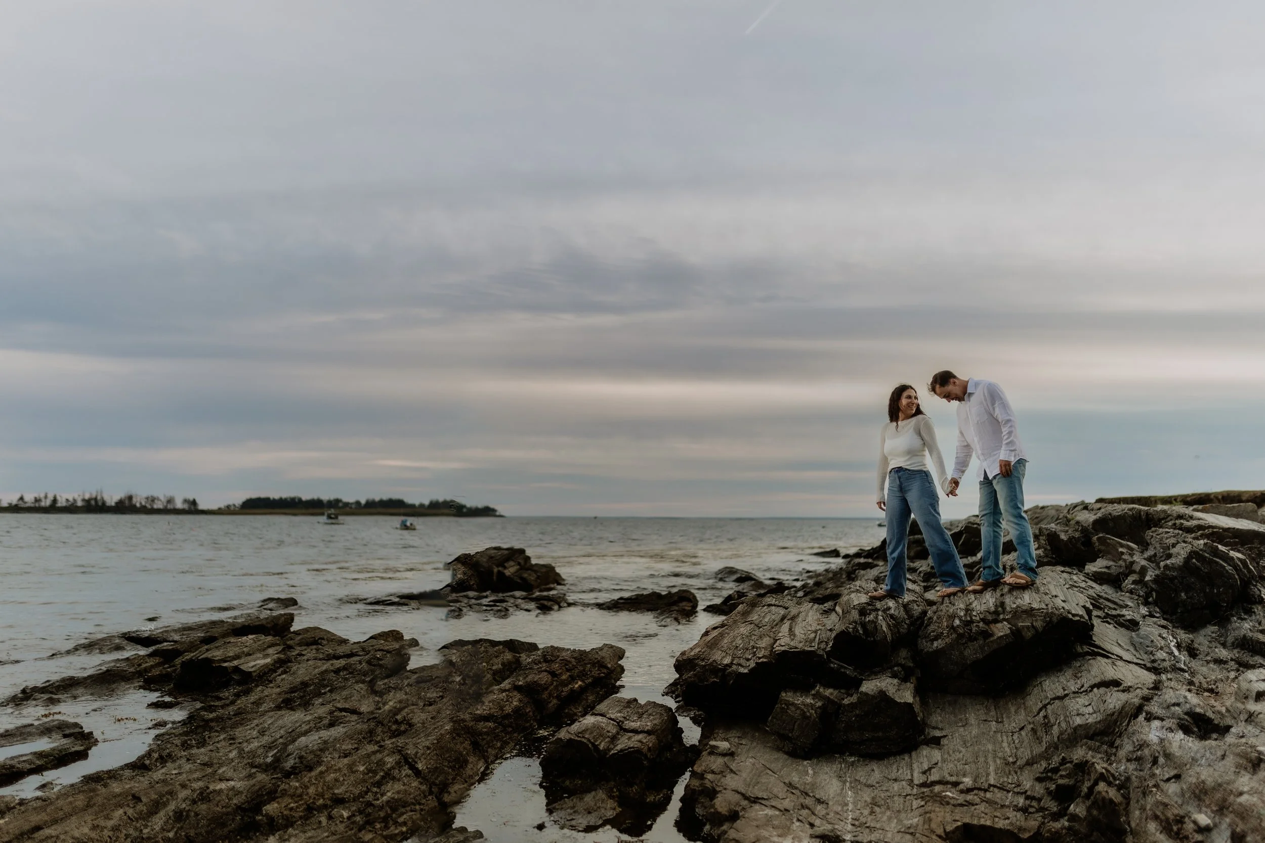 Kettle Cove Engagement Sessions, Cape Elizabeth Maine | Cinematic Engagement Photography