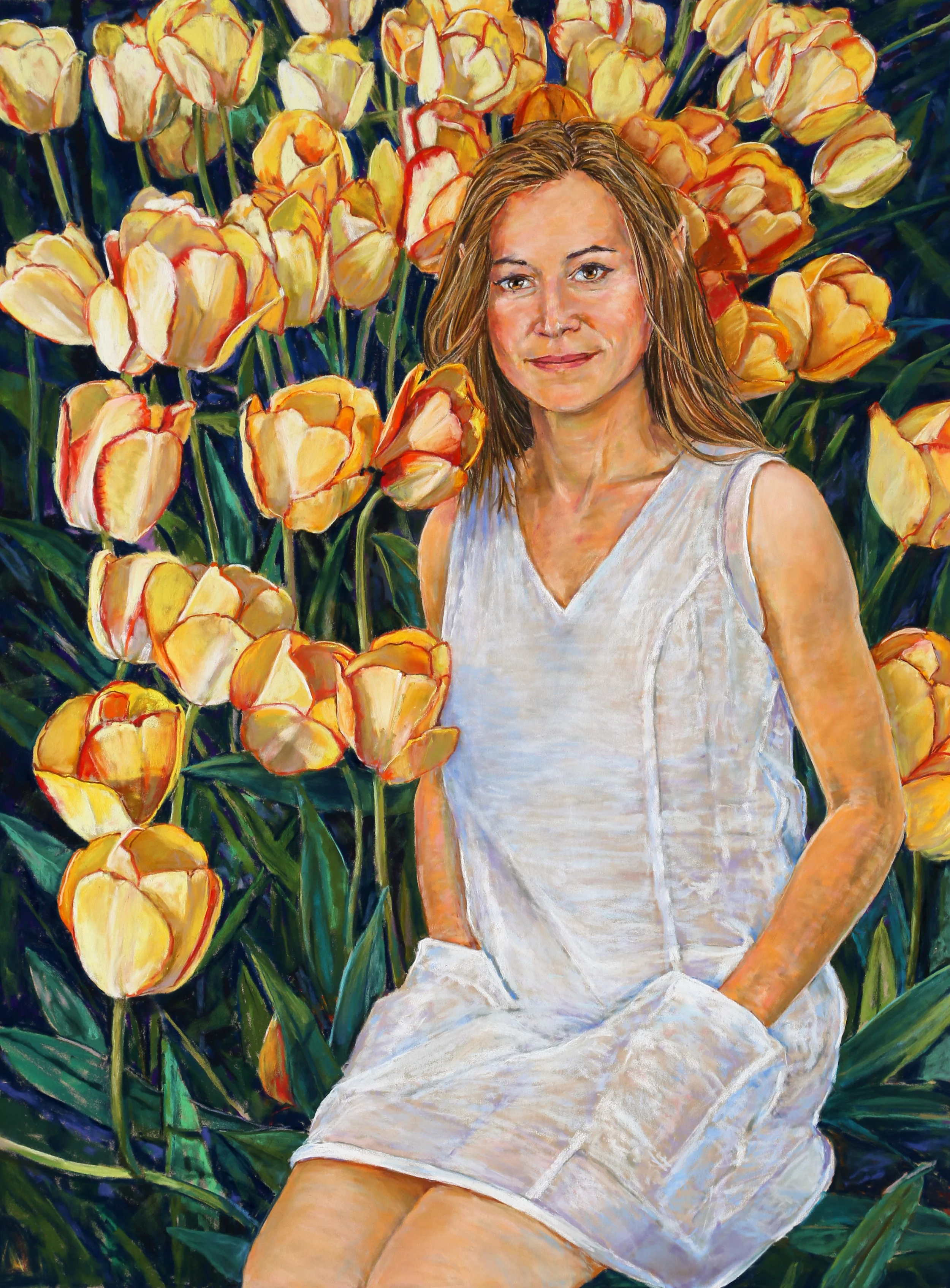 Yellow. Pastel. 34' X 25