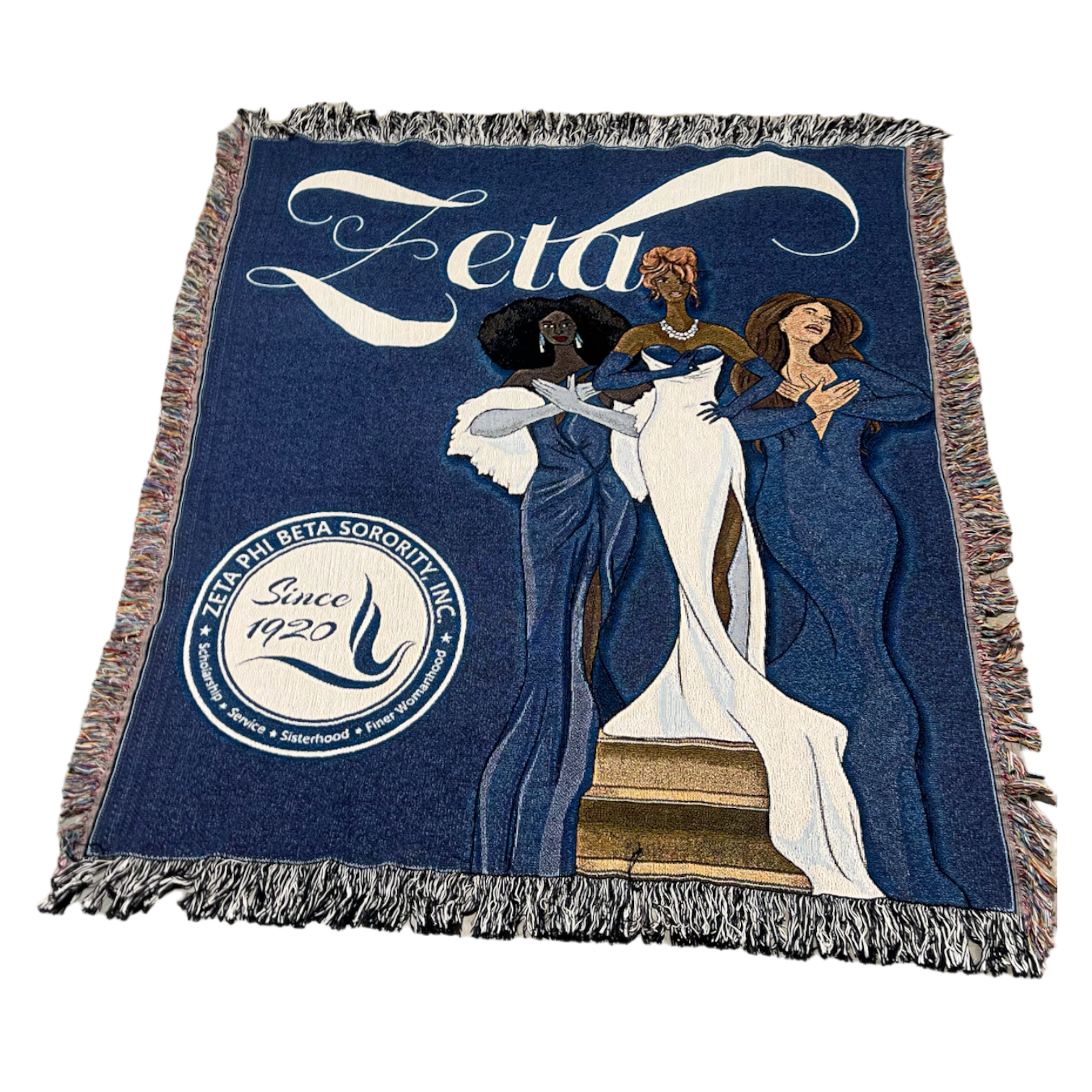 Woven Zeta Phi Beta Sorority Throw Afghan Blanket | 50"x60" [Blue] (Copy)