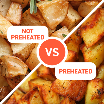 Preheating Benefits You won’t find a preheating option in many other air fryers. Preheating visibly improves food texture and takes 2–5 minutes!