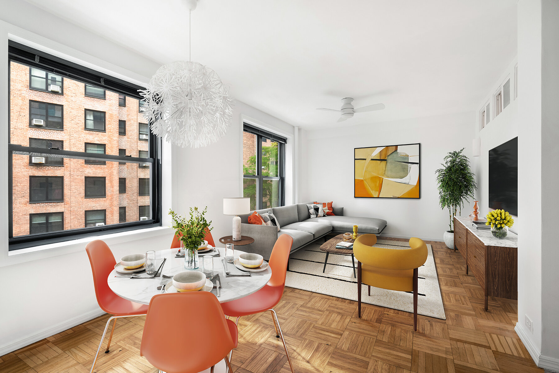 RARE_Virtually Staged_205 Clinton Ave 5H-Living-Dining-staged.jpg