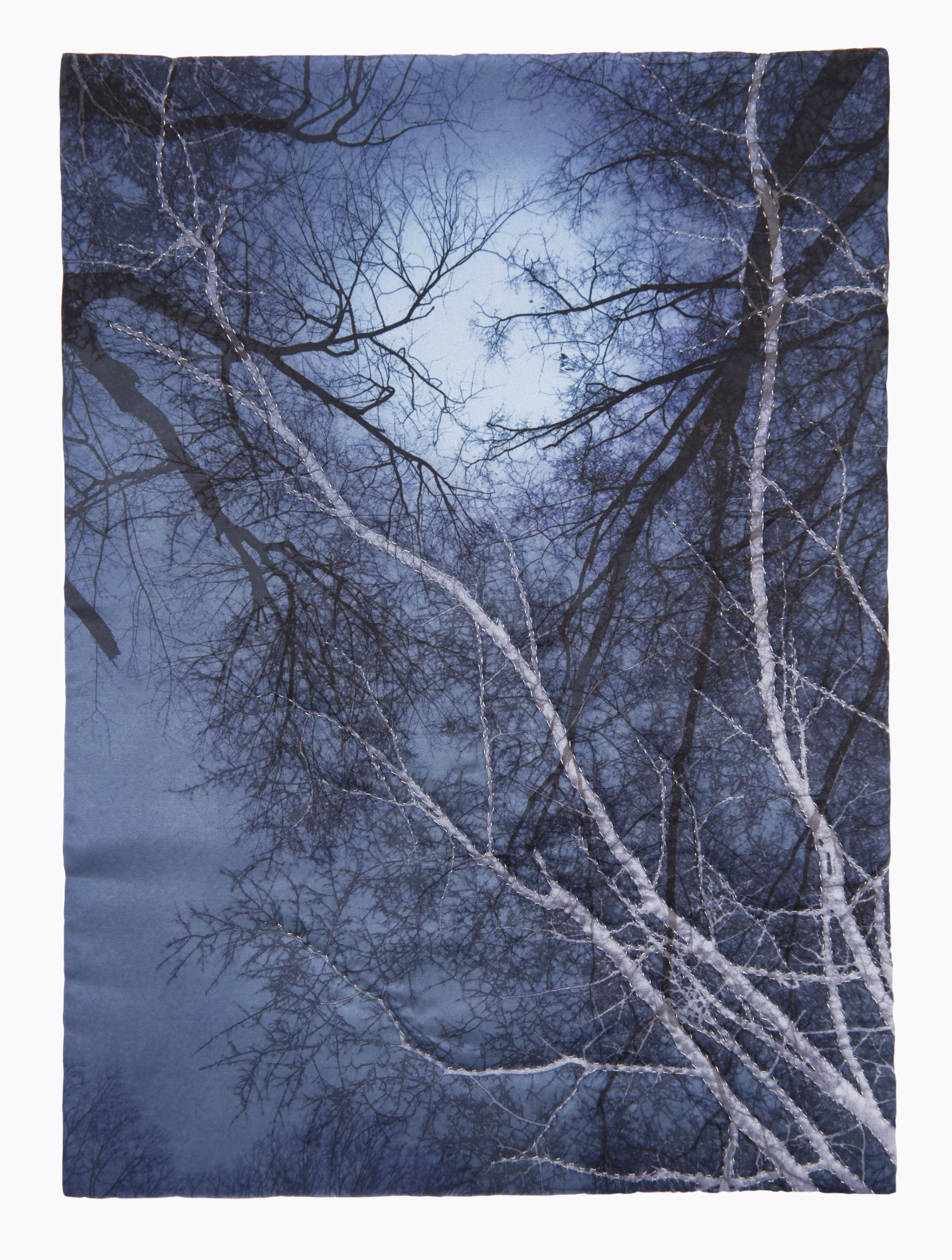 Digital print and hand embroidery on polyester satin 2017