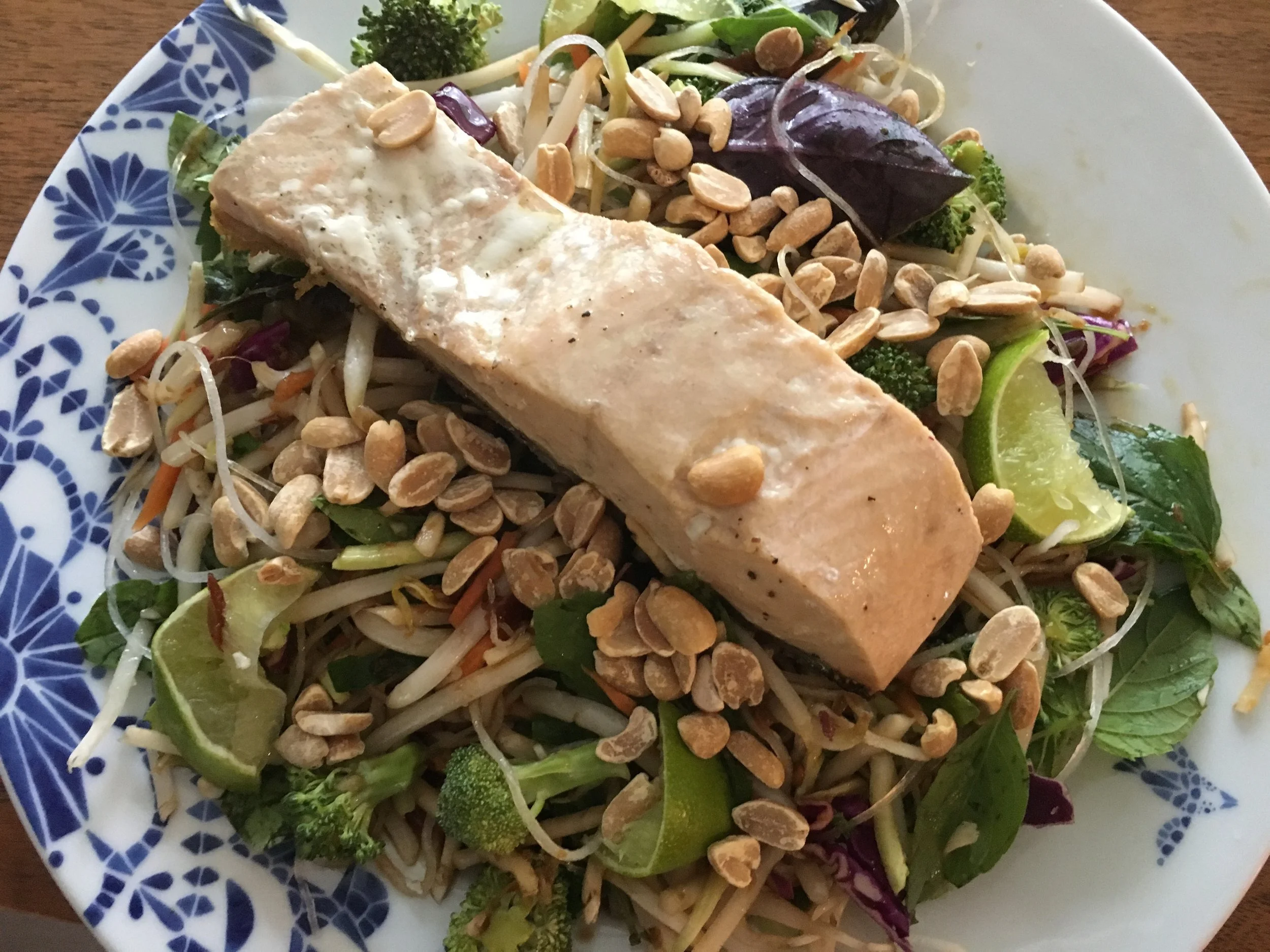 Salmon summer roll salad