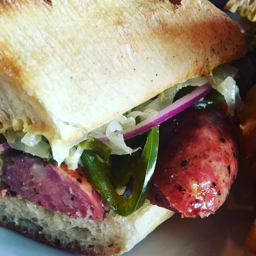 Kyle Anderson's hot Italian sausage sandwich (photo from Baela Rose)