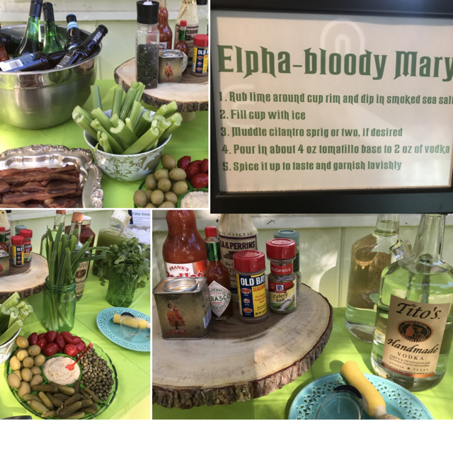 To keep things Wicked, we did a traditional Bloody Mary as well as a tomatillo version, because... green. I used Food & Wine's recipe for the traditional bloody Mary mix, and this one from Salt & Wind for the Elpha-bloody Marys.