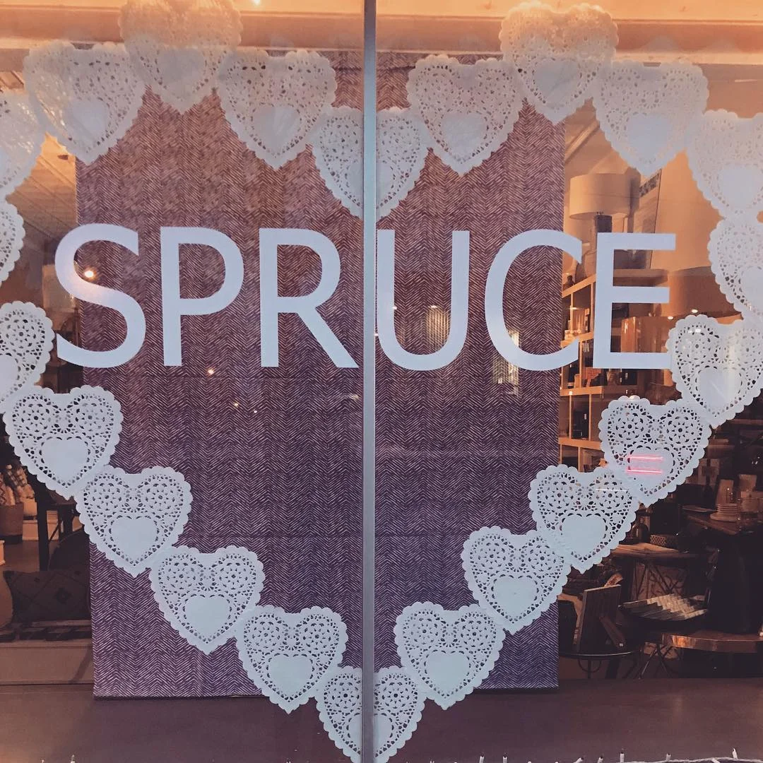 Spruce's Valentine's Day window. (photo courtesy of Spruce)