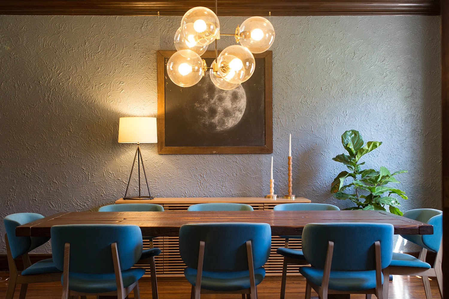 A Pax Modern chandelier in a Dundee home.