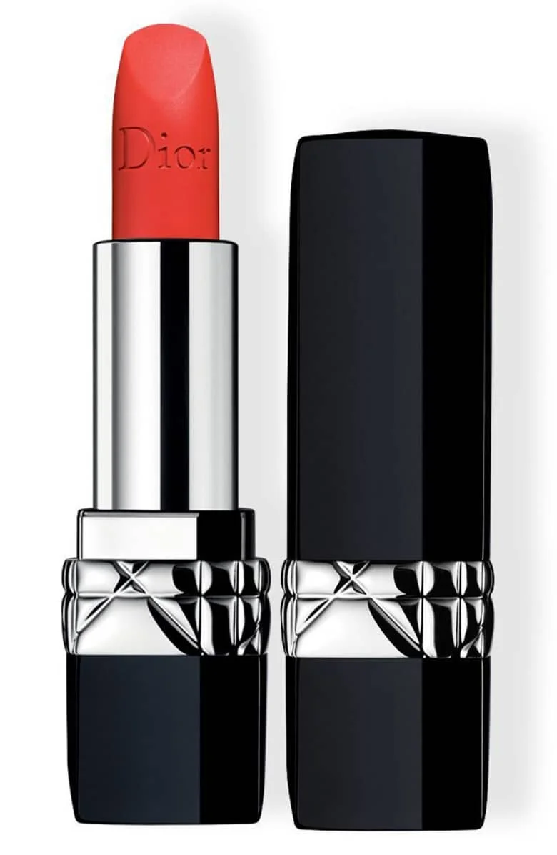 The holidays were not made for a nude lip. Couture Color Rouge Dior Lipstick in Strong Matte, $32 at Nordstrom .
