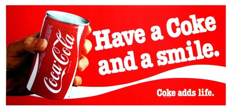 1979 Coke Ad evokes happiness as by use of it's ad tagline "Have a Coke and a smile."