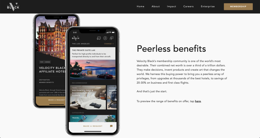 Velocity black, a luxury concierge service for UHNW individuals expresses its version of luxury as uniqueness, and provides experiences that nobody else can offer.