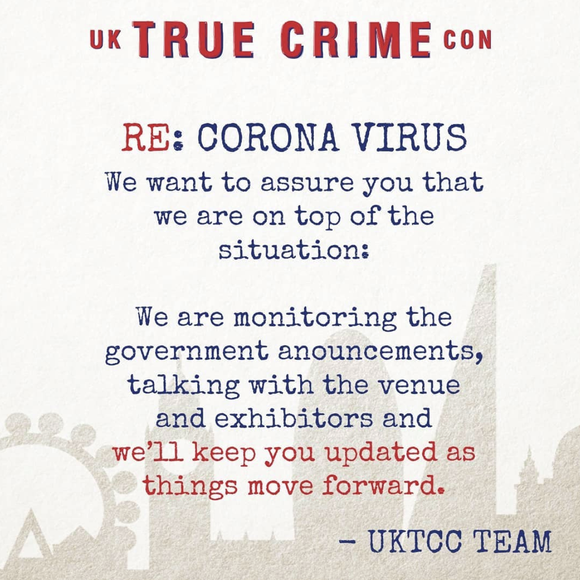 RE: CORONA VIRUS