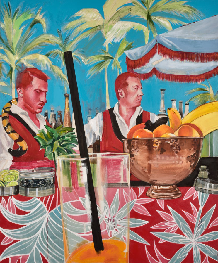   A Bar At The Faena 2 , 2017. Oil on canvas. 170×140 cm (triptych) 