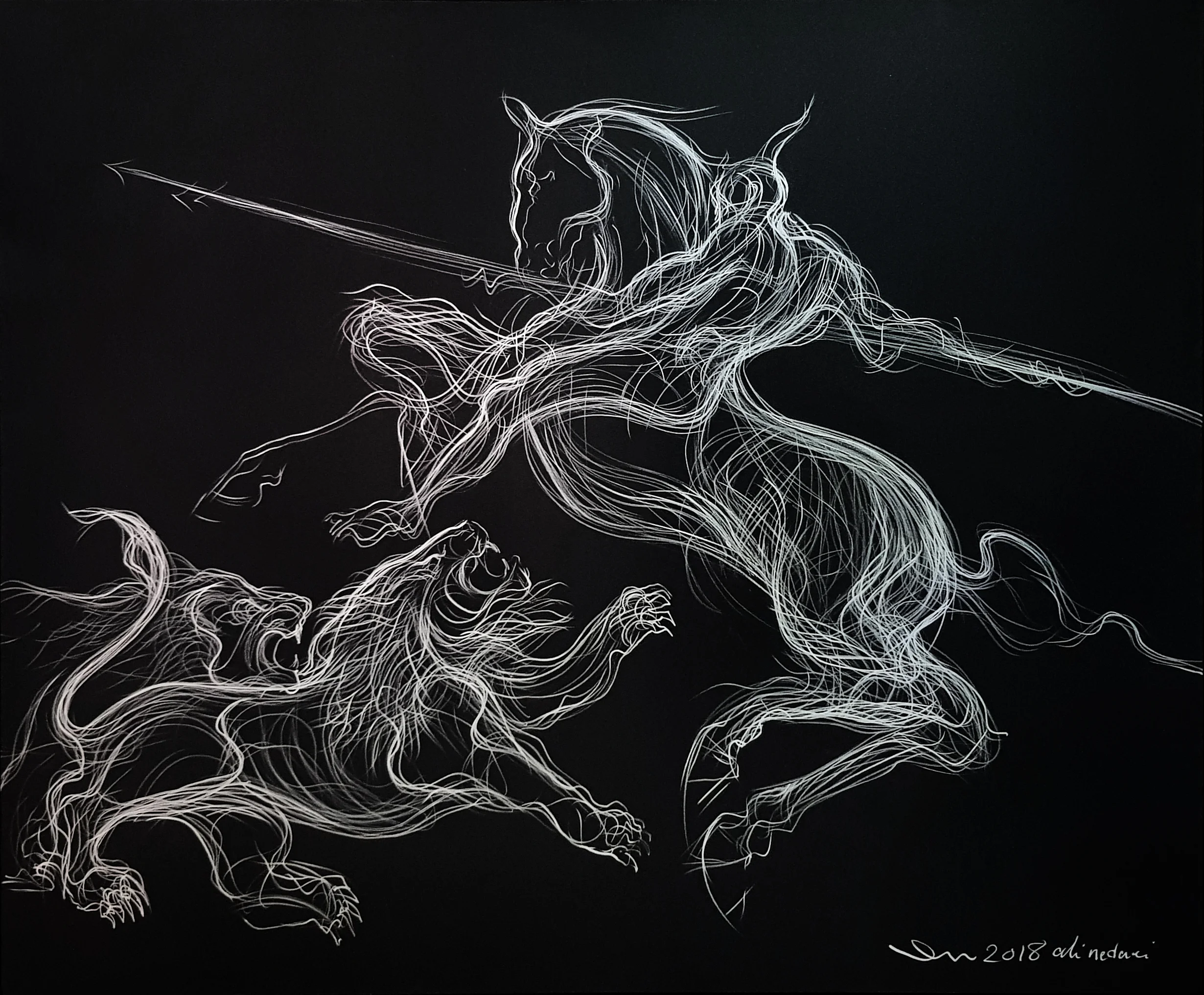 Ali Nedaei's The Battle of Lion and Myth No. 1 (2018)