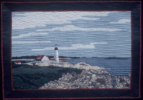 "Cape Elizabeth," a finished quilt started in the "Layered Landscapes" workshop.