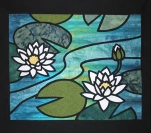 "Water Lilies" from the Fusible Thread Stained Glass workshop.
