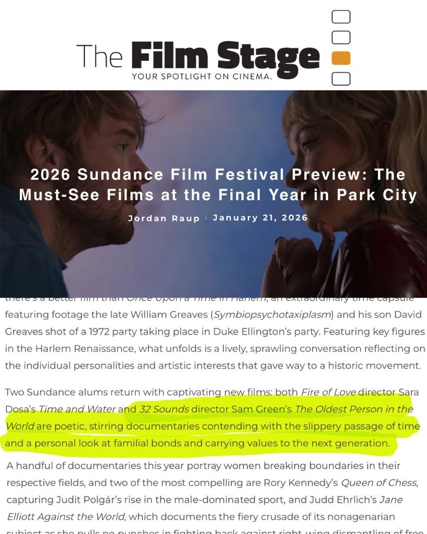 @thefilmstage&rsquo;s Jordan Raup (@jpraup) picks THE OLDEST PERSON IN THE WORLD as a Must-See Film for Sundance&rsquo;s final year in Park City calling it a &ldquo;stirring [documentary] contending with the slippery passage of time and a personal lo