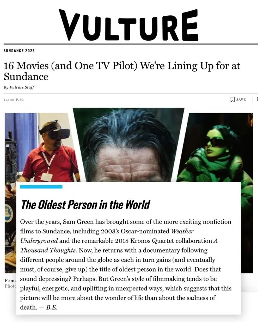 THE OLDEST PERSON IN THE WORLD, a &ldquo;film more about the wonder of life than about the sadness of death,&rdquo; makes the cut for @vulture&rsquo;s 16 Movies (and One TV Pilot) We&rsquo;re Lining Up for at Sundance

#SundanceFilmFestival

https://