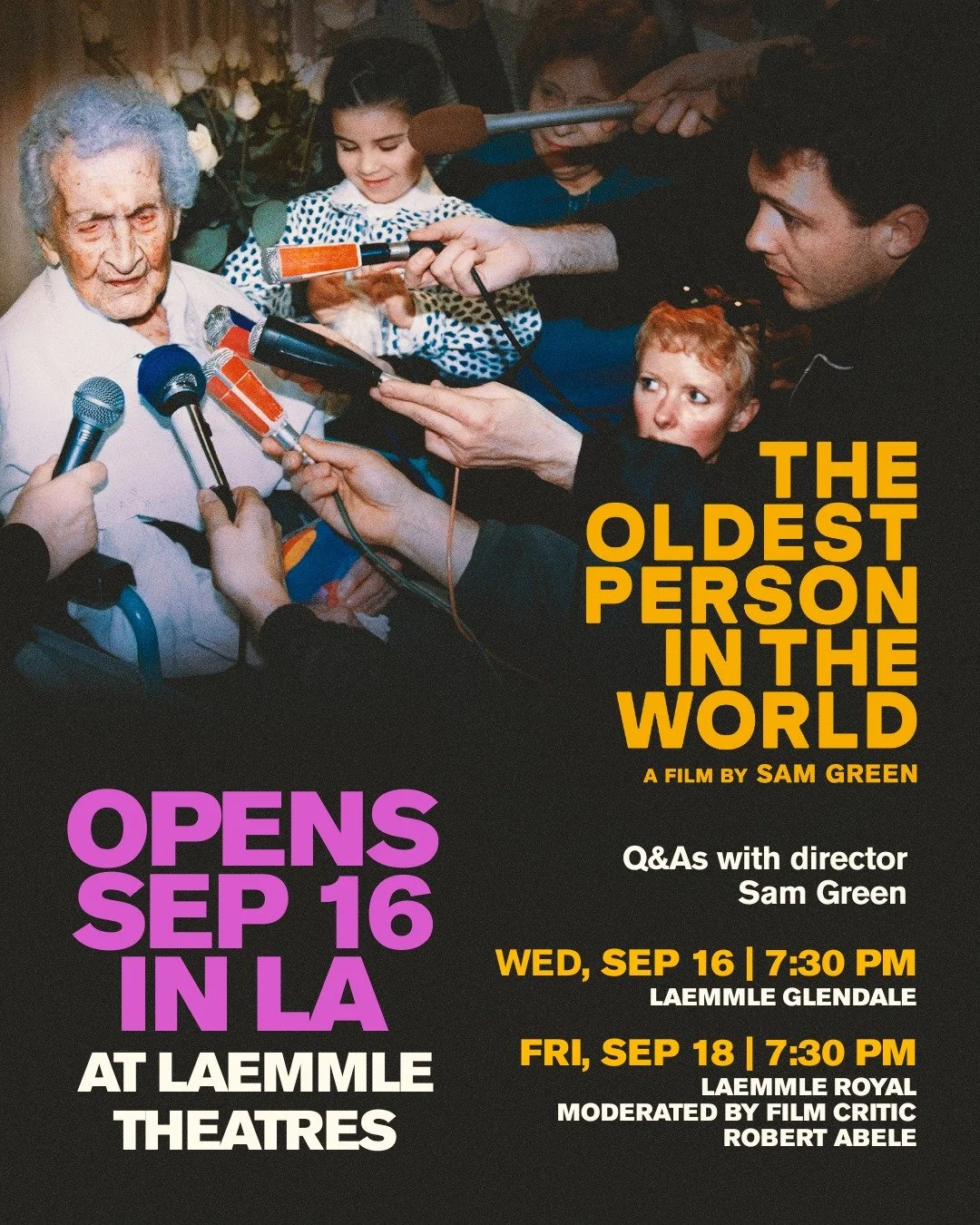 Los Angeles! Sundance fave THE OLDEST PERSON IN THE WORLD is coming &ndash; be there for director Q&amp;A! 

See the film critics are calling &ldquo;A poetic, stirring [documentary] contending with the slippery passage of time and a personal look at 