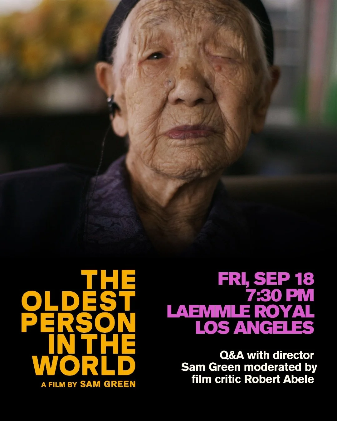 CALIFORNIA! Don&rsquo;t miss @theoldestpersonintheworld screening this weekend + director Q&amp;A! Screenings are selling out so be sure to get tickets in advance. 

&ldquo;An unexpectedly moving, poetic rumination on life and its value.&rdquo; &ndas