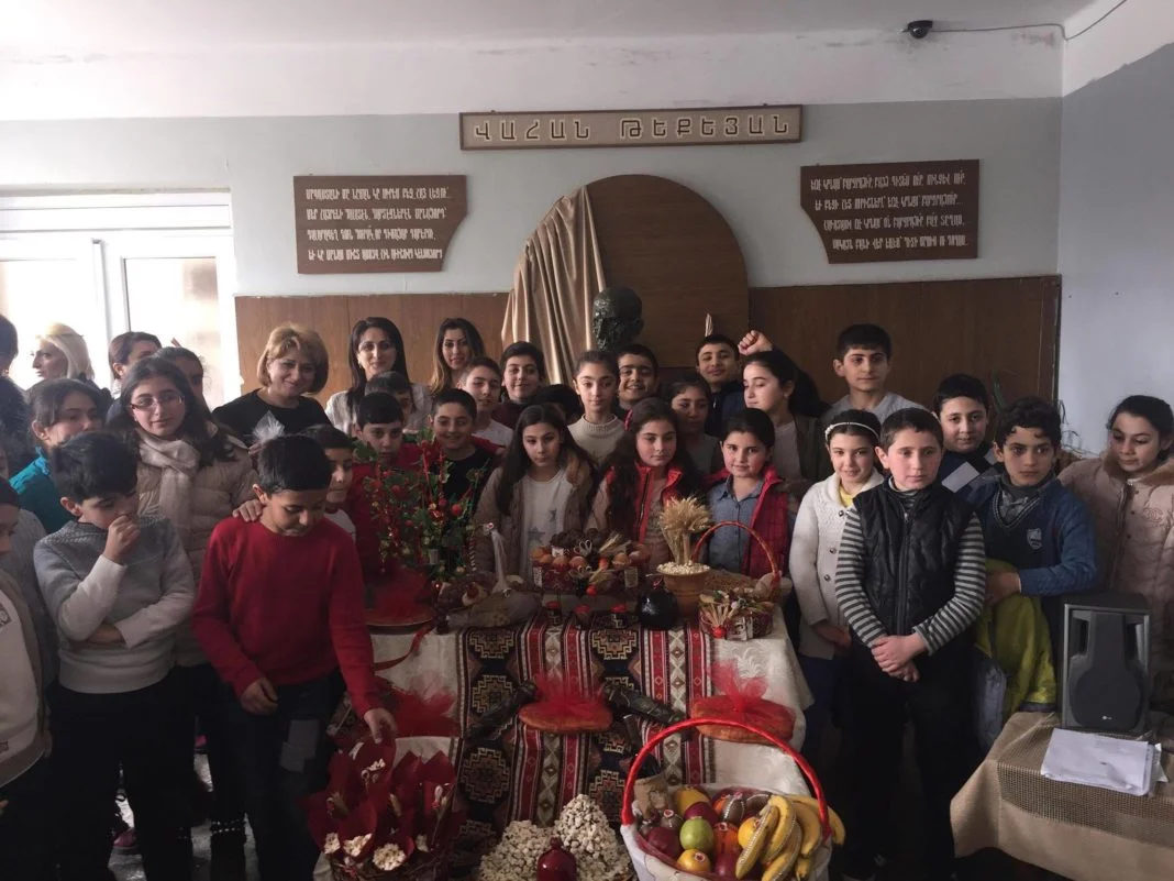 The students of Vahan Tekeyan School No. 92 of Yerevan celebrated the holiday of Dearnentarach, or the Presentation of Jesus Christ at the Temple in Jerusalem, on February 13, 2019, concluding with the traditional jumping over a bonfire.