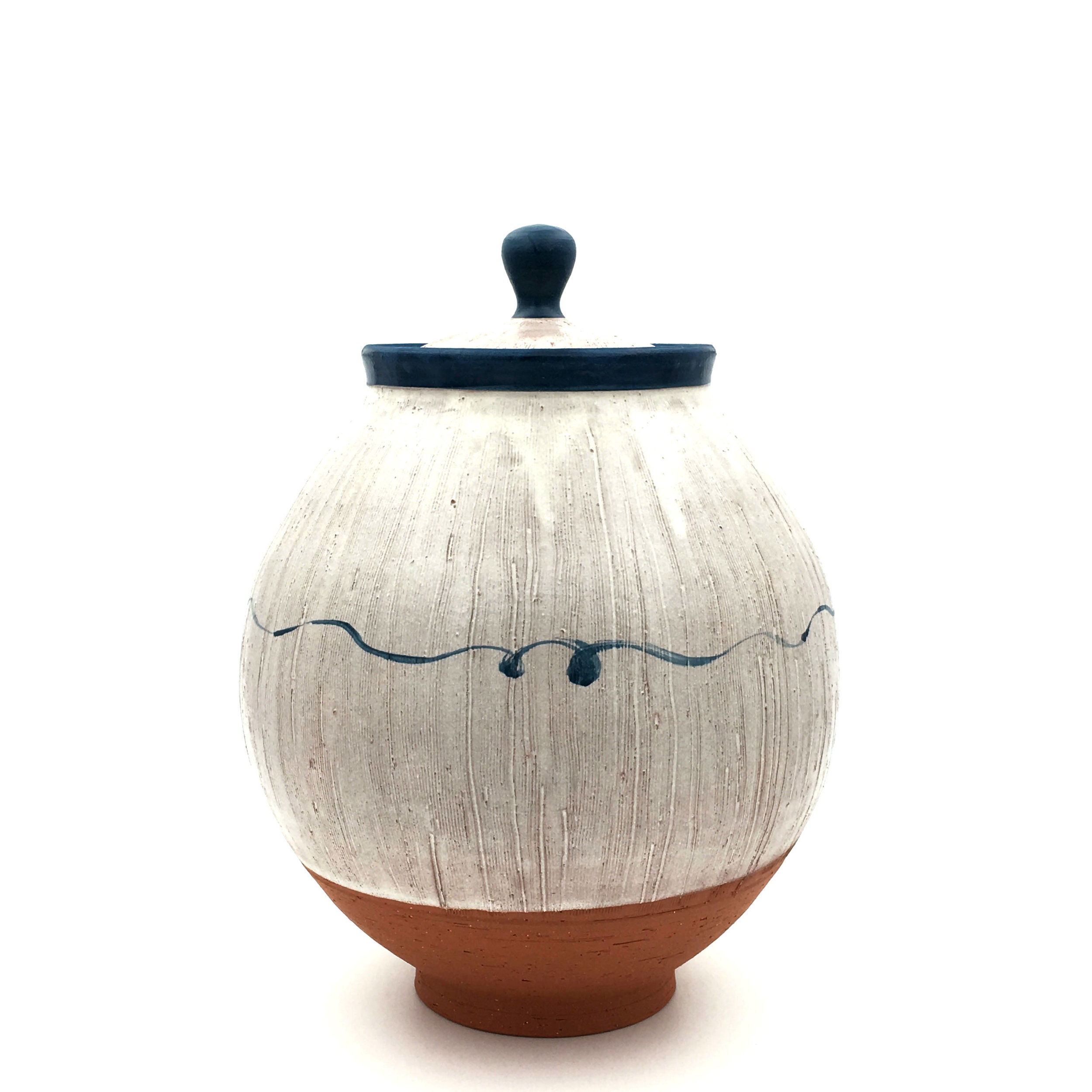    Lidded Jar,&nbsp; earthenware, 2016  