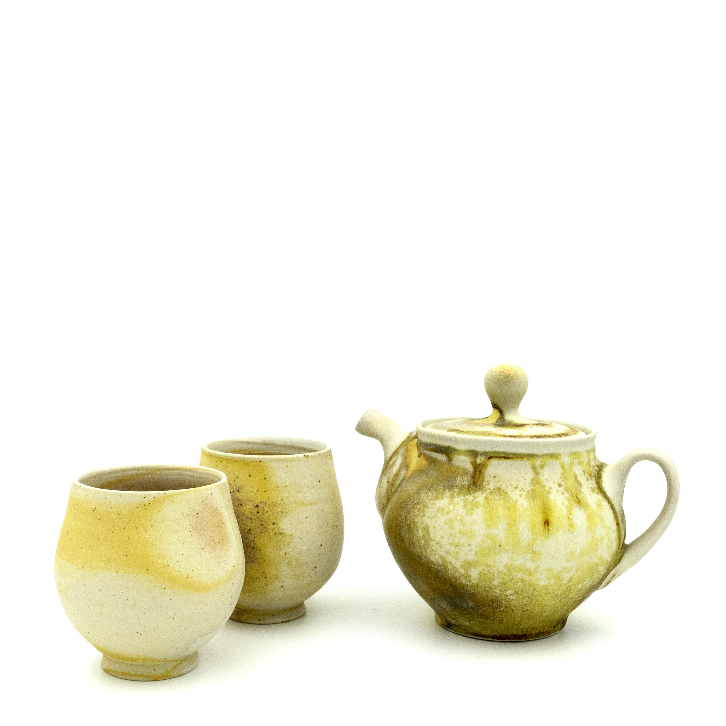   Teapot and Cups , soda fired stoneware, 2018 