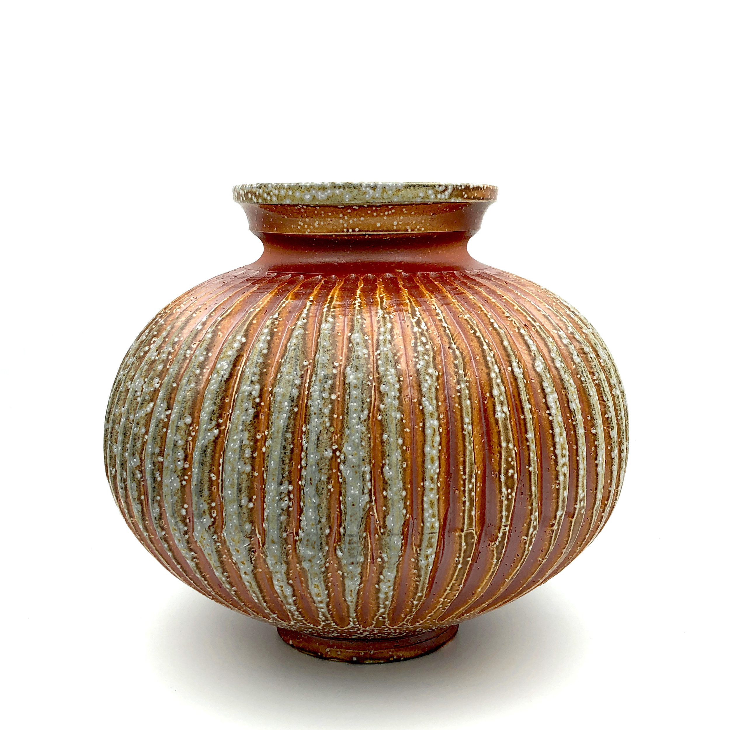   Carved Jar , soda fired stoneware, 2019 