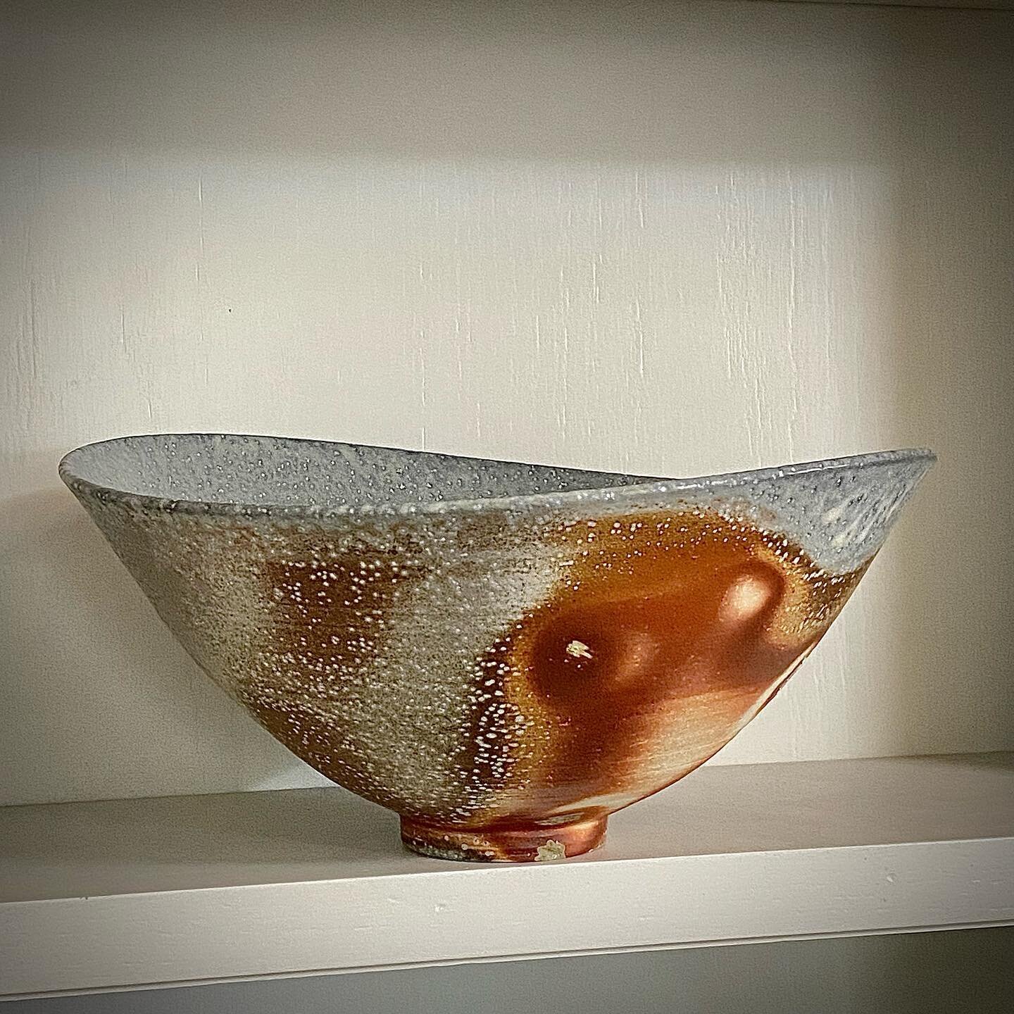 Tall bowl fired on its side in my recent soda firing.