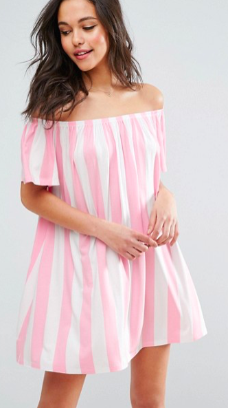 Off The Shoulder Sundress in Deckchair Stripe