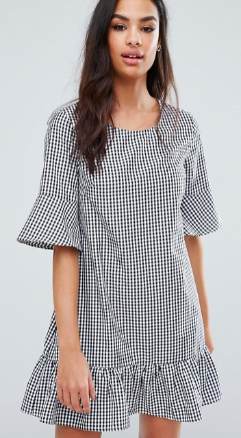 Boohoo Ruffle Gingham Smock Dress